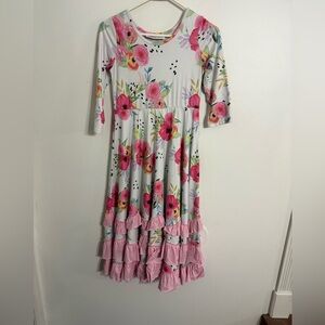 Oopsie Daisy Floral Pink Kids Dress Bottom Tiered Size 10